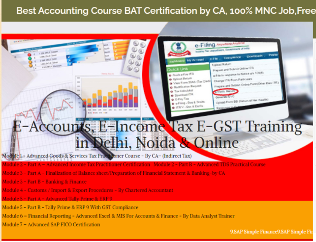 Accounting Course in Delhi, 110008 Get Valid Certification by SLA Accounting Institute, Taxation and Tally Prime Institute in Delhi, Noida, [ Learn New Skills of Accounting & ITR, GST for 100% Job] in PNB Bank.